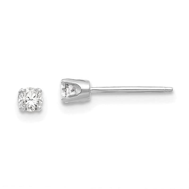 14k White Gold 2.75mm CZ stud earrings - Seattle Gold Grillz