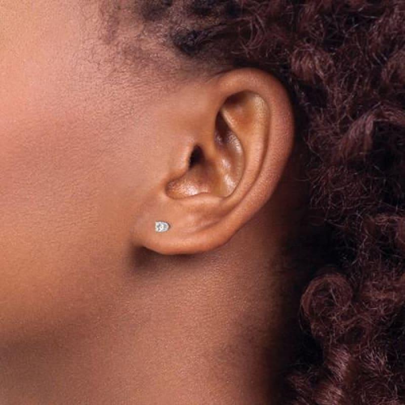 14k White Gold 2.75mm CZ stud earrings - Seattle Gold Grillz