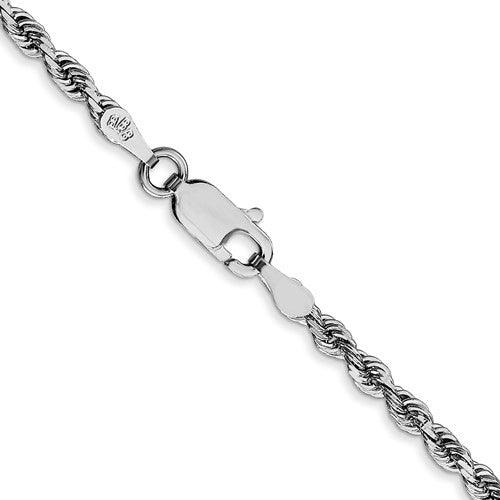 14k White Gold 2.75mm Diamond Cut Quadruple Rope Chain - Seattle Gold Grillz