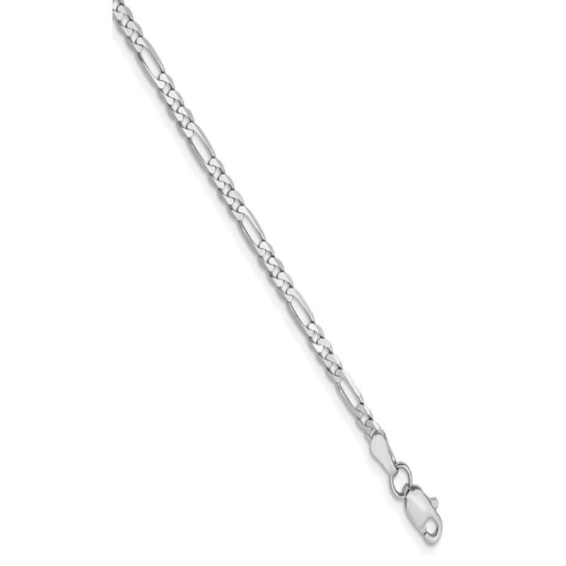 14k White Gold 2.75mm Flat Figaro Chain Anklet - Seattle Gold Grillz