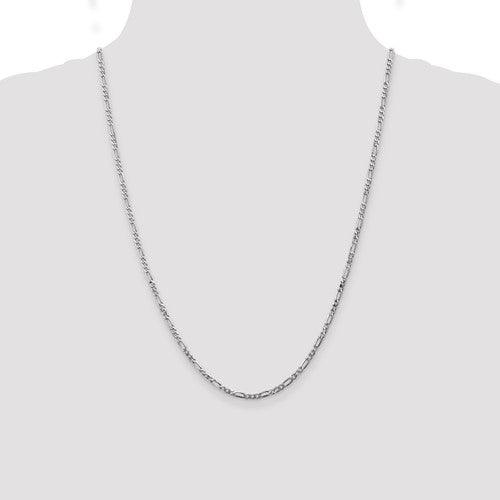 14k White Gold 2.75mm Flat Figaro Chain - Seattle Gold Grillz