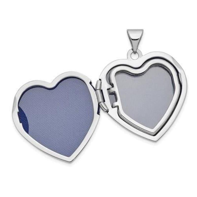 14k White Gold 21mm Heart Plain Domed Family Locket - Seattle Gold Grillz