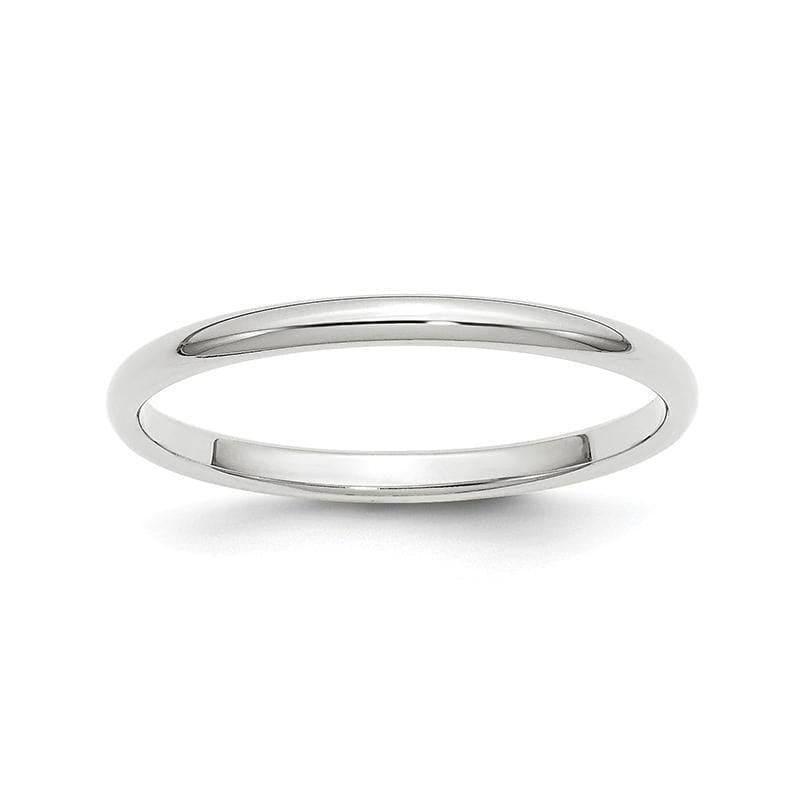14k White Gold 2mm Half-Round Band - Seattle Gold Grillz