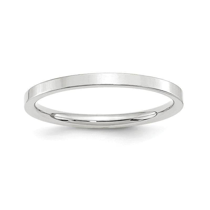 14K White Gold 2mm Standard Flat Comfort Fit Band - Seattle Gold Grillz