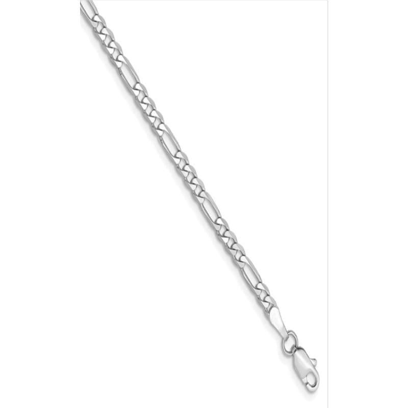 14k White Gold 3.0mm Flat Figaro Chain Anklet - Seattle Gold Grillz
