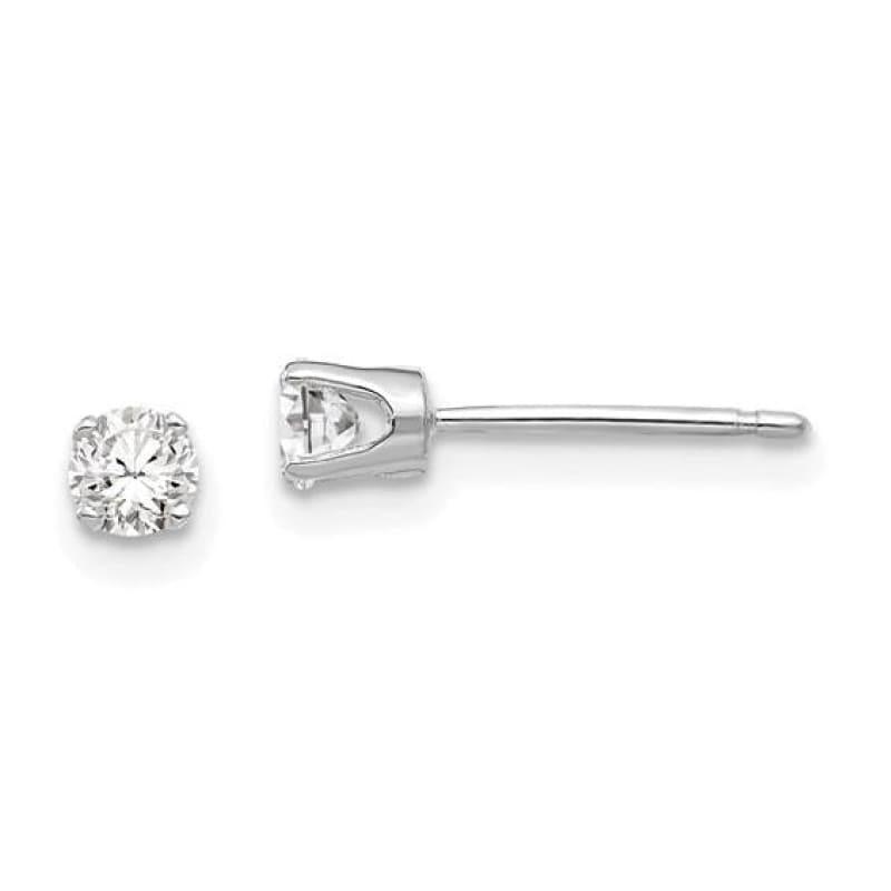 14k White Gold 3.25mm CZ stud earrings - Seattle Gold Grillz