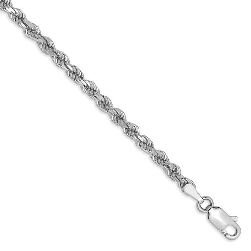 14k White Gold 3.2mm D-C Rope Bracelet - Seattle Gold Grillz