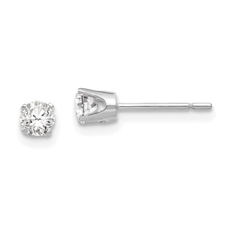 14k White Gold 3.5mm CZ stud earrings - Seattle Gold Grillz