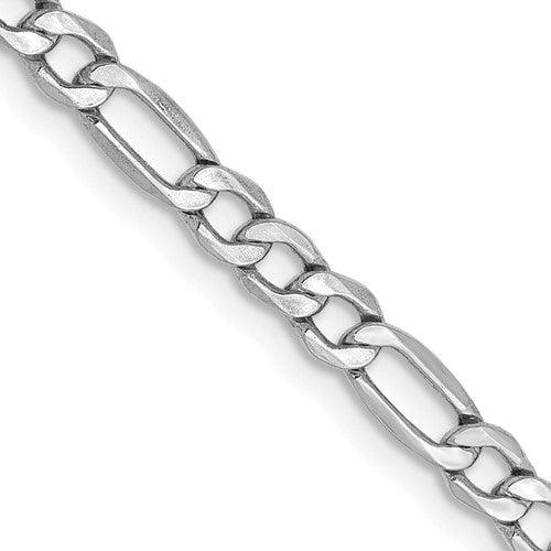 14k White Gold 3.5mm Semi-Solid Figaro Chain - Seattle Gold Grillz