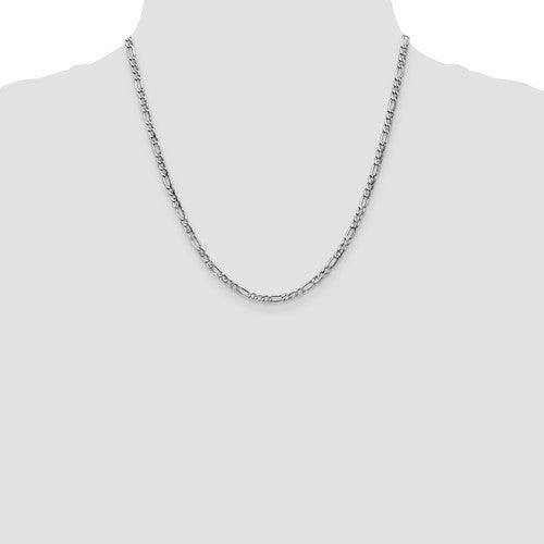 14k White Gold 3.5mm Semi-Solid Figaro Chain - Seattle Gold Grillz