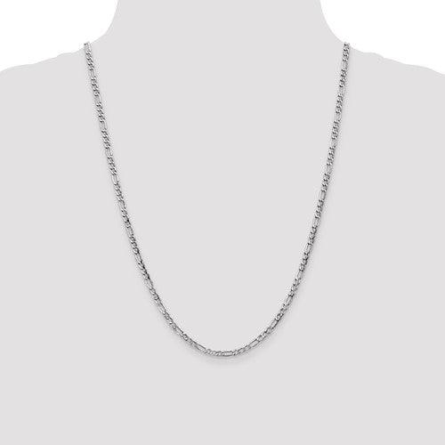 14k White Gold 3.5mm Semi-Solid Figaro Chain - Seattle Gold Grillz