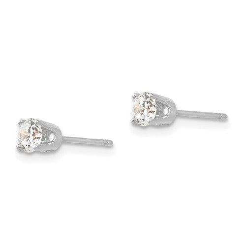 14k White Gold 3.75mm Round Stud Earring Mounting w-backs - Seattle Gold Grillz