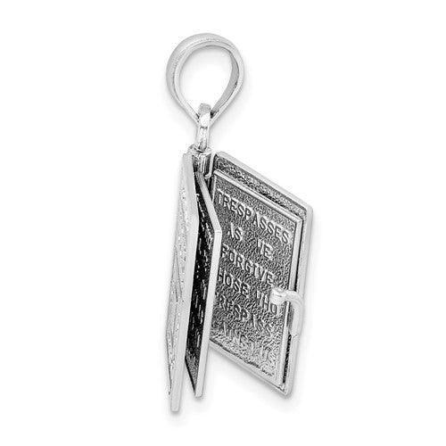 14k White Gold 3-D Holy Bible with Lord's Prayer Moveable Charm - Seattle Gold Grillz