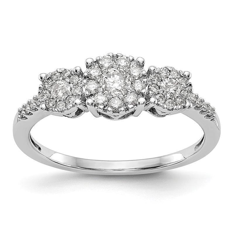 14K White Gold 3-Stone Diamond Engagement Ring - Seattle Gold Grillz