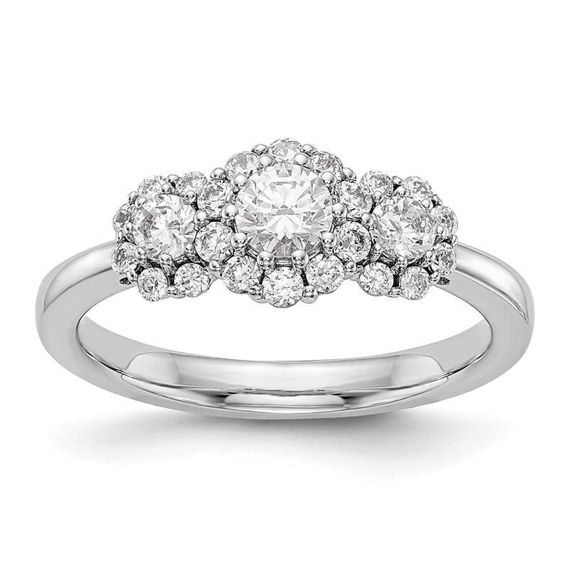 14K White Gold 3-Stone Diamond Engagement Ring - Seattle Gold Grillz