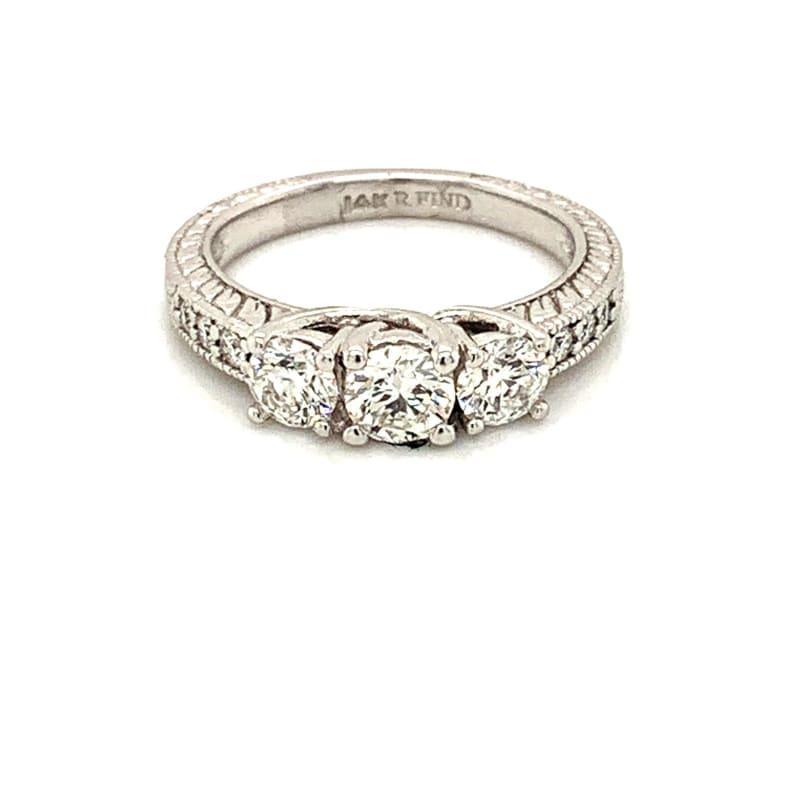 14k White Gold 3 Stone Diamond Engagement Ring - Seattle Gold Grillz
