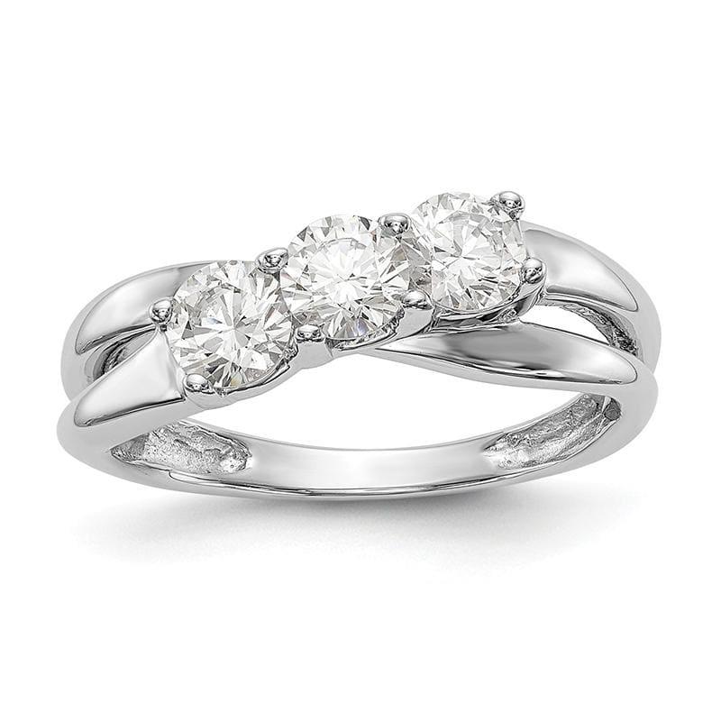 14K White Gold 3-Stone Diamond Engagement Ring - Seattle Gold Grillz