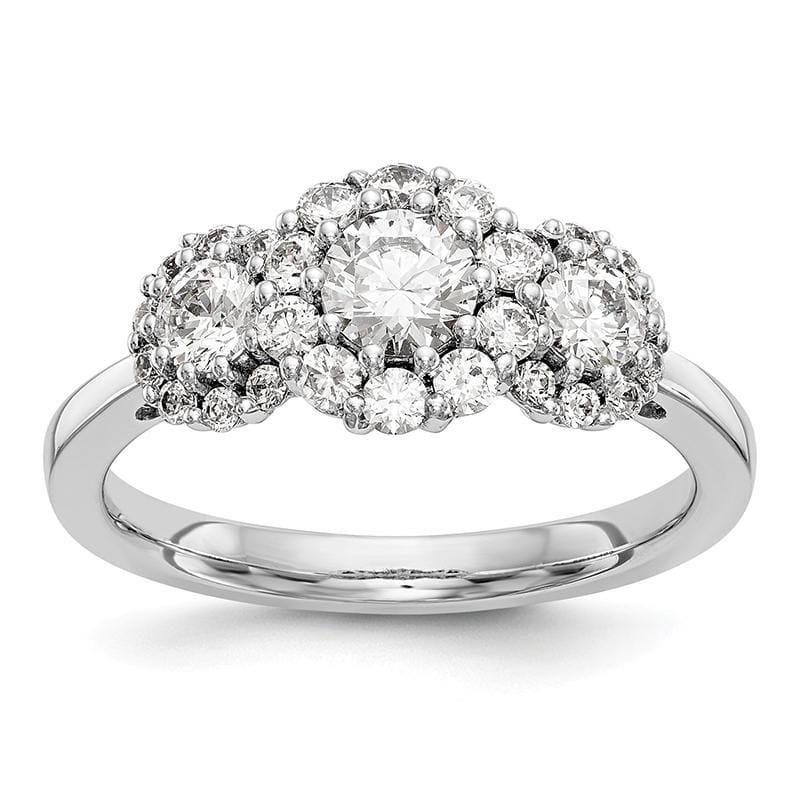 14K White Gold 3-Stone Diamond Engagement Ring - Seattle Gold Grillz