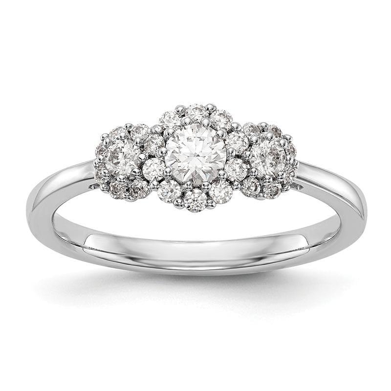 14K White Gold 3-Stone Diamond Engagement Ring - Seattle Gold Grillz