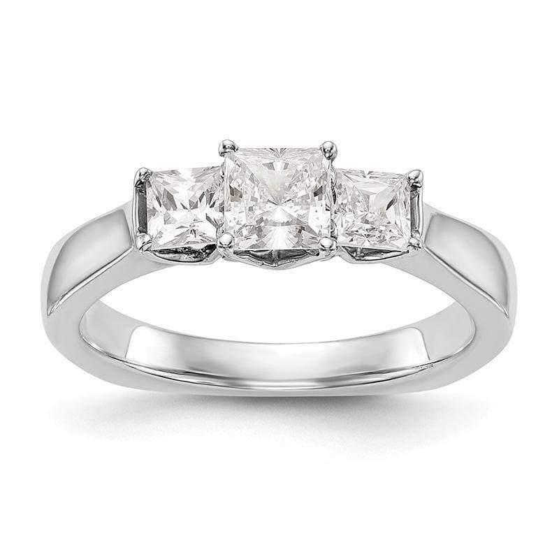 14K White Gold 3-Stone Diamond Engagement Ring Mounting - Seattle Gold Grillz