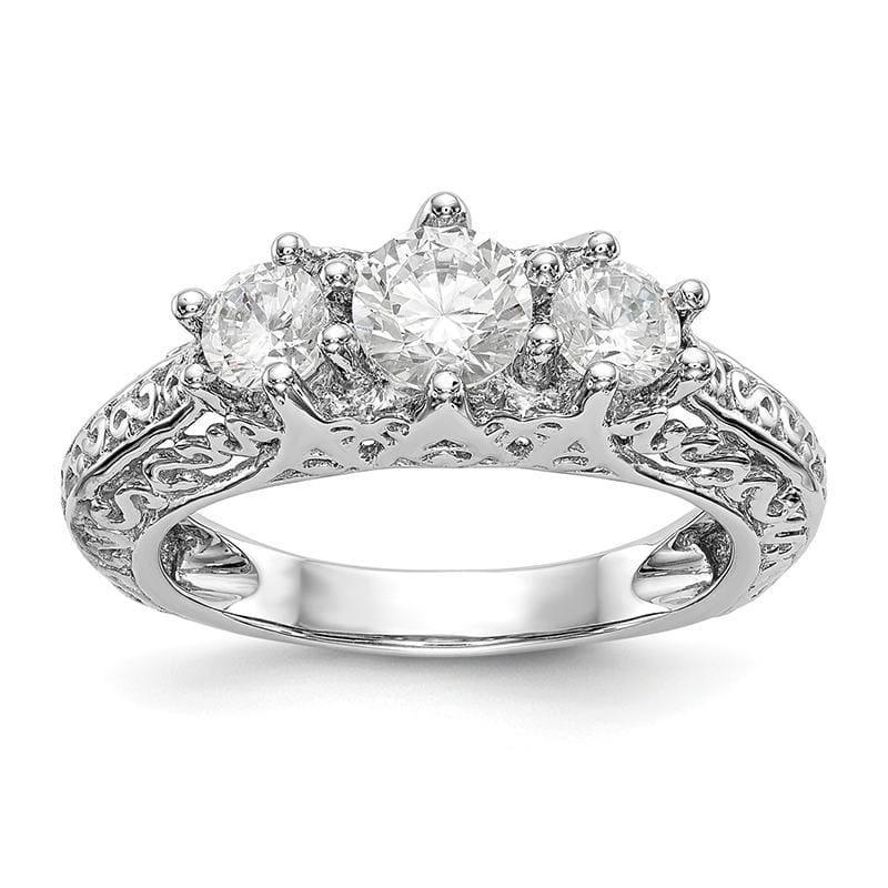 14K White Gold 3-Stone Diamond Engagement Ring Mounting - Seattle Gold Grillz