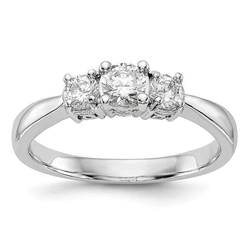 14K White Gold 3-Stone Diamond Engagement Ring Mounting - Seattle Gold Grillz