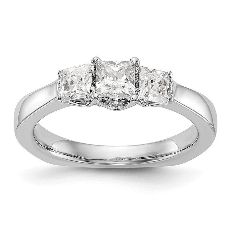 14K White Gold 3-Stone Diamond Engagement Ring Mounting - Seattle Gold Grillz