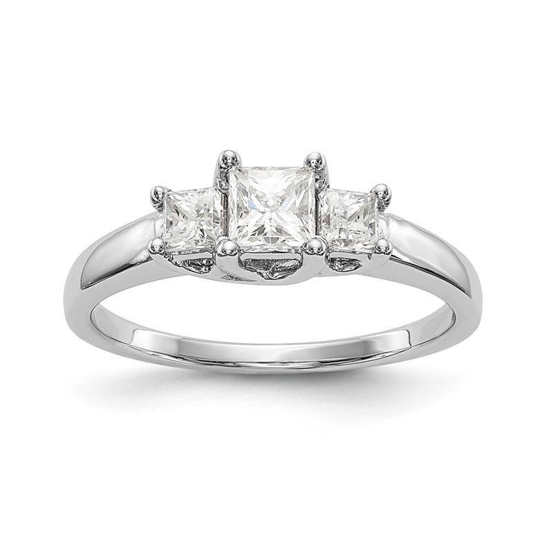 14K White Gold 3-Stone Diamond Engagement Ring Mounting - Seattle Gold Grillz