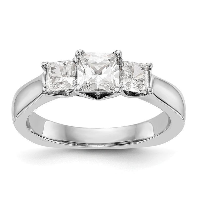 14K White Gold 3-Stone Diamond Engagement Ring Mounting - Seattle Gold Grillz