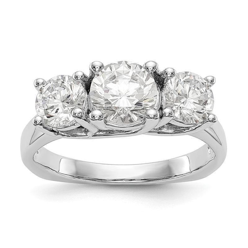 14K White Gold 3-Stone Diamond Mounting Engagement Ring - Seattle Gold Grillz