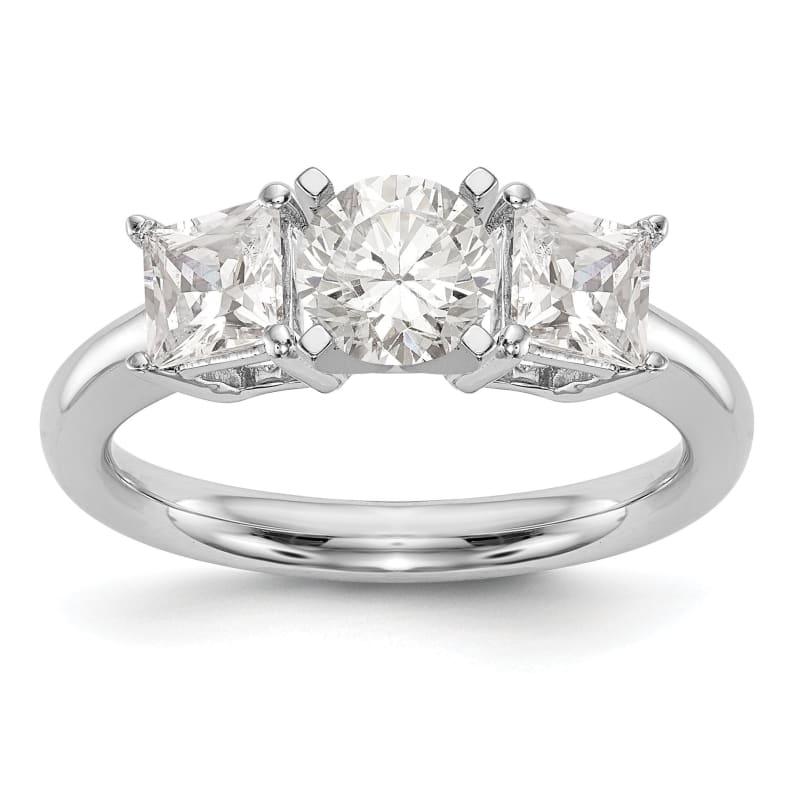 14K White Gold 3-Stone Diamond Peg Set Engagement Ring - Seattle Gold Grillz
