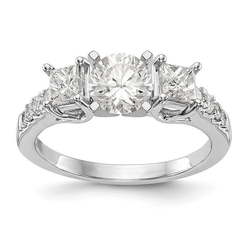 14K White Gold 3-Stone Diamond Peg Set Engagement Ring - Seattle Gold Grillz