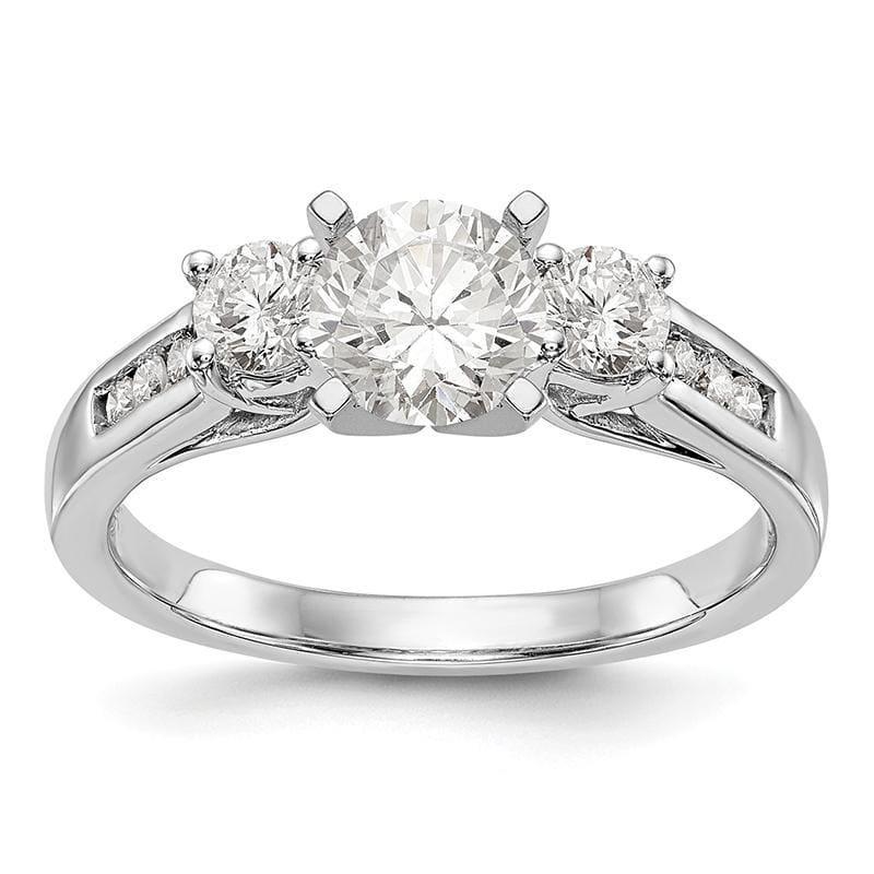 14K White Gold 3-Stone Diamond Peg Set Engagement Ring - Seattle Gold Grillz