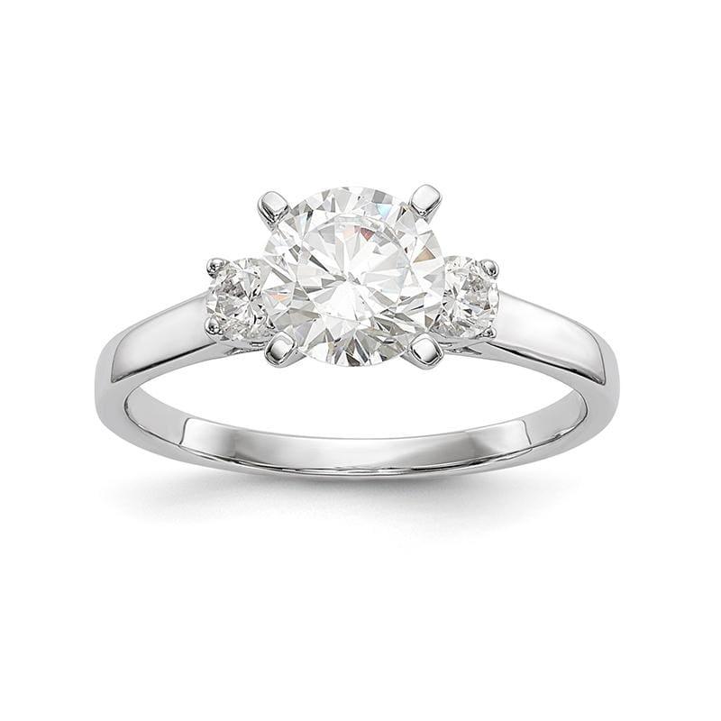 14K White Gold 3-Stone Diamond Peg Set Engagement Ring - Seattle Gold Grillz