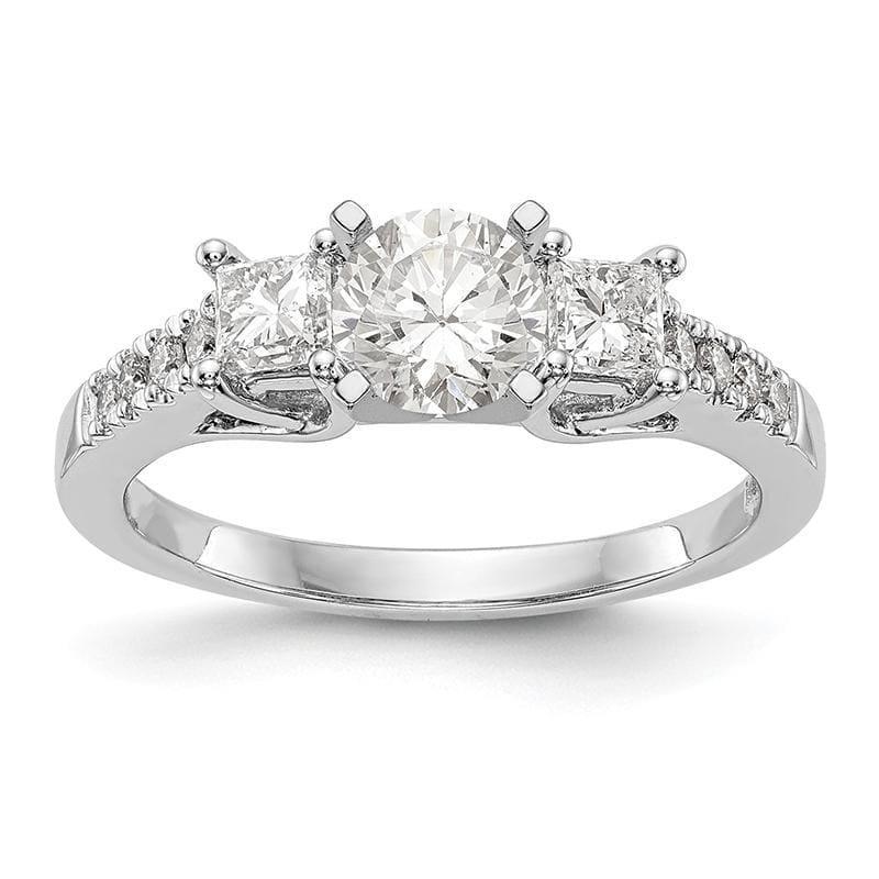 14K White Gold 3-Stone Diamond Peg Set Engagement Ring - Seattle Gold Grillz