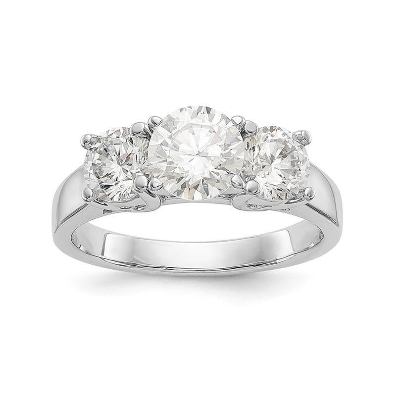 14K White Gold 3-Stone Diamond Peg Set Engagement Ring - Seattle Gold Grillz