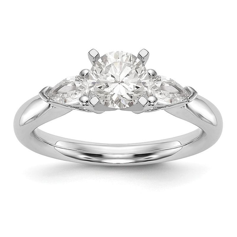 14K White Gold 3-Stone Diamond Peg Set Engagement Ring - Seattle Gold Grillz