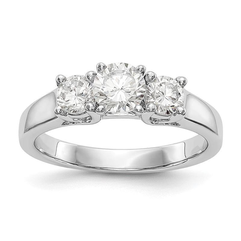14K White Gold 3-Stone Diamond Peg Set Engagement Ring Mounting - Seattle Gold Grillz