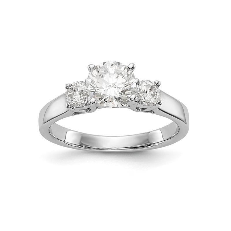 14K White Gold 3-Stone Diamond Peg Set Engagement Ring Mounting - Seattle Gold Grillz