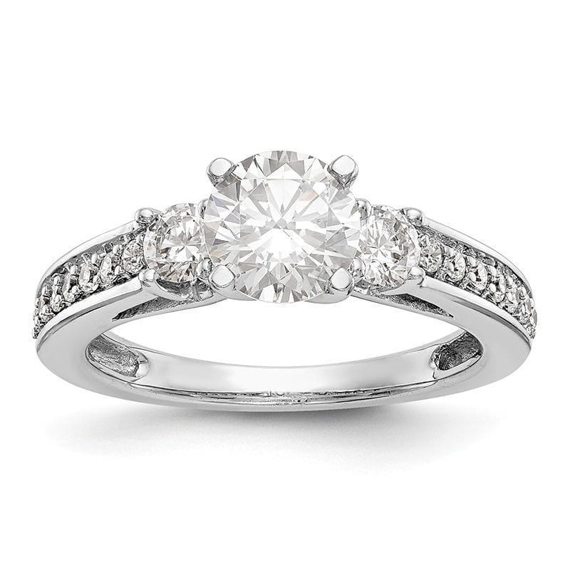 14K White Gold 3-Stone Diamond Peg Set Semi-mount Engagement Ring - Seattle Gold Grillz