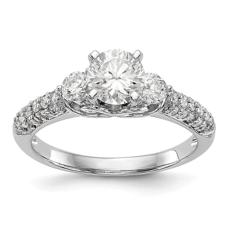 14K White Gold 3-Stone Diamond Peg Set Semi-mount Engagement Ring - Seattle Gold Grillz