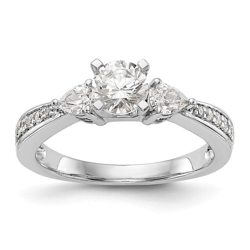 14K White Gold 3-Stone Diamond Peg Set Semi-mount Engagement Ring - Seattle Gold Grillz