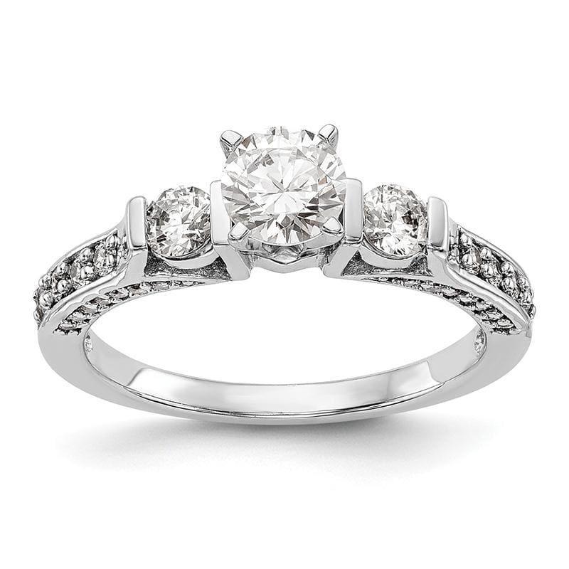 14K White Gold 3-Stone Diamond Peg Set Semi-mount Engagement Ring - Seattle Gold Grillz