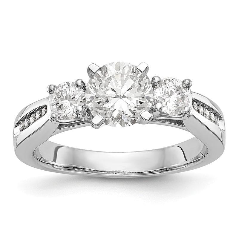 14K White Gold 3-Stone Diamond Peg Set Semi-mount Engagement Ring - Seattle Gold Grillz
