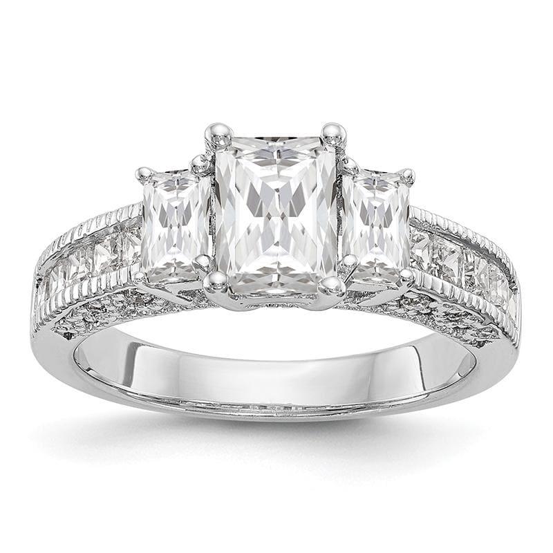 14K White Gold 3-Stone Diamond Semi-Mount Engagement Ring - Seattle Gold Grillz