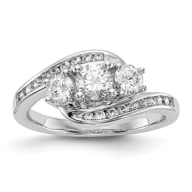 14K White Gold 3-Stone Diamond Semi-Mount Engagement Ring - Seattle Gold Grillz