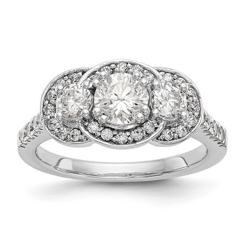 14K White Gold 3-Stone Diamond Semi-Mount Engagement Ring - Seattle Gold Grillz