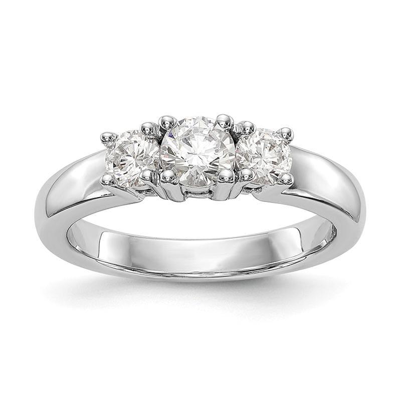 14K White Gold 3-Stone Diamond Semi-Mount Engagement Ring - Seattle Gold Grillz