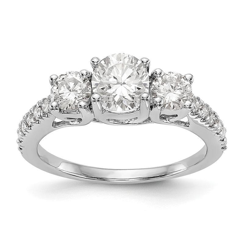 14K White Gold 3-Stone Diamond Semi-Mount Engagement Ring - Seattle Gold Grillz