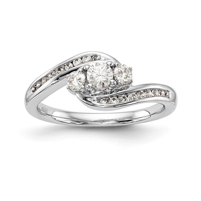 14K White Gold 3-Stone Diamond Semi-Mount Engagement Ring - Seattle Gold Grillz